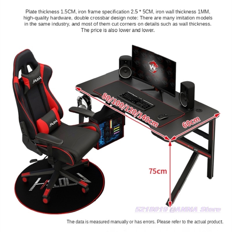 Hottest Gaming Desk 80x60x75CM Black White Desktop Computer Table Home Bedroom Game table Matched Chair Option
