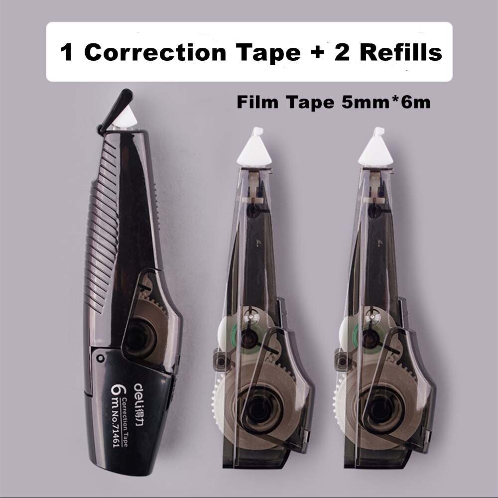 Deli Refillable Correction Tape Set 5mmx6m White Out Corrector for School Correction Supplies Stationery: Black Set