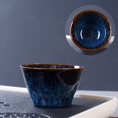 Taza de té verde puer, taza de té de cerámica con cambio de horno, taza de té para el hogar, oficina, accesorios de decoración del hogar: D