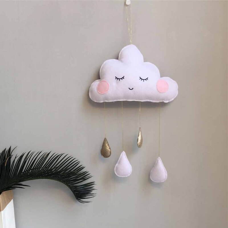 Nórdico fieltro nube gotas de lluvia guirnalda bebé habitación decoración de la pared carpas decoración nubes sonrisas accesorios de fotografía de navidad: 1