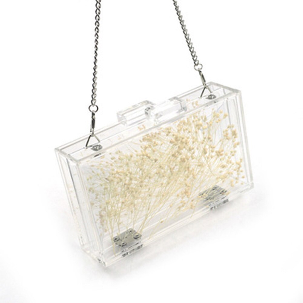 Dames avondtassen bloemen bruiloft feest handtas modieuze crossbody heldere harde transparante kettingtas 18*5*11cm