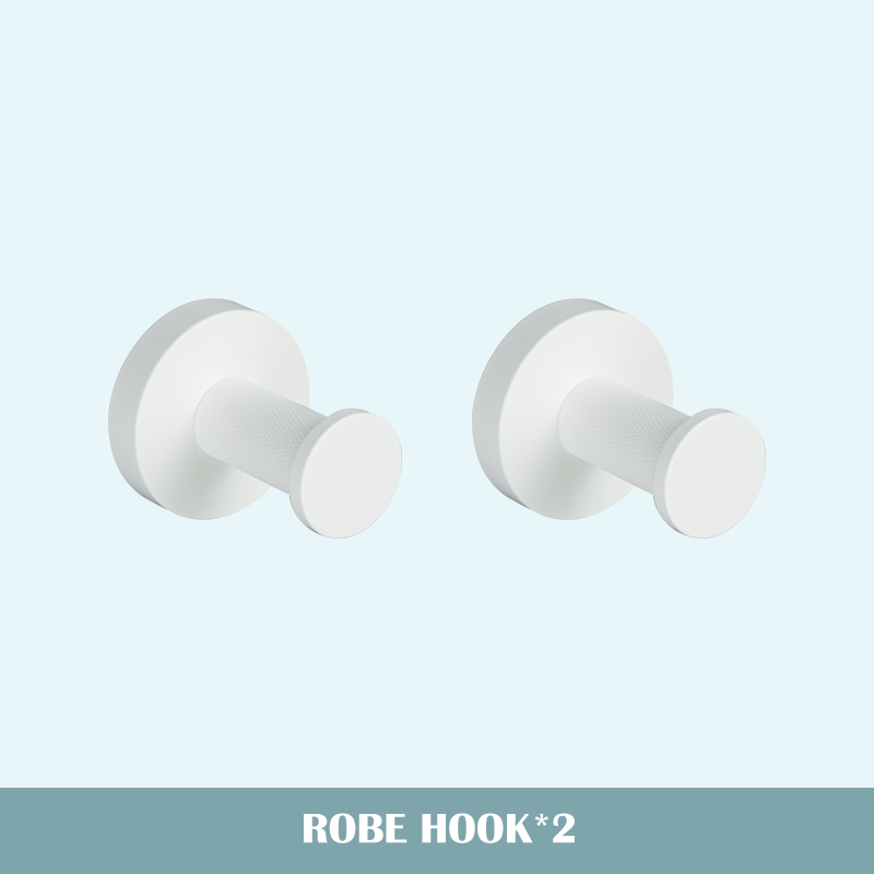 Juego de accesorios de baño blanco mate, soporte de toalla de baño, soporte de papel, gancho para bata, cepillo de inodoro, jabonera, estante de toalla: Gris claro