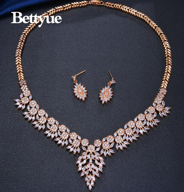 Bettyue, amuleto de , circonita cúbica AAA, dos colores, estilo europeo y americano, conjuntos de joyería al por mayor para de boda de mujer: champagne gold