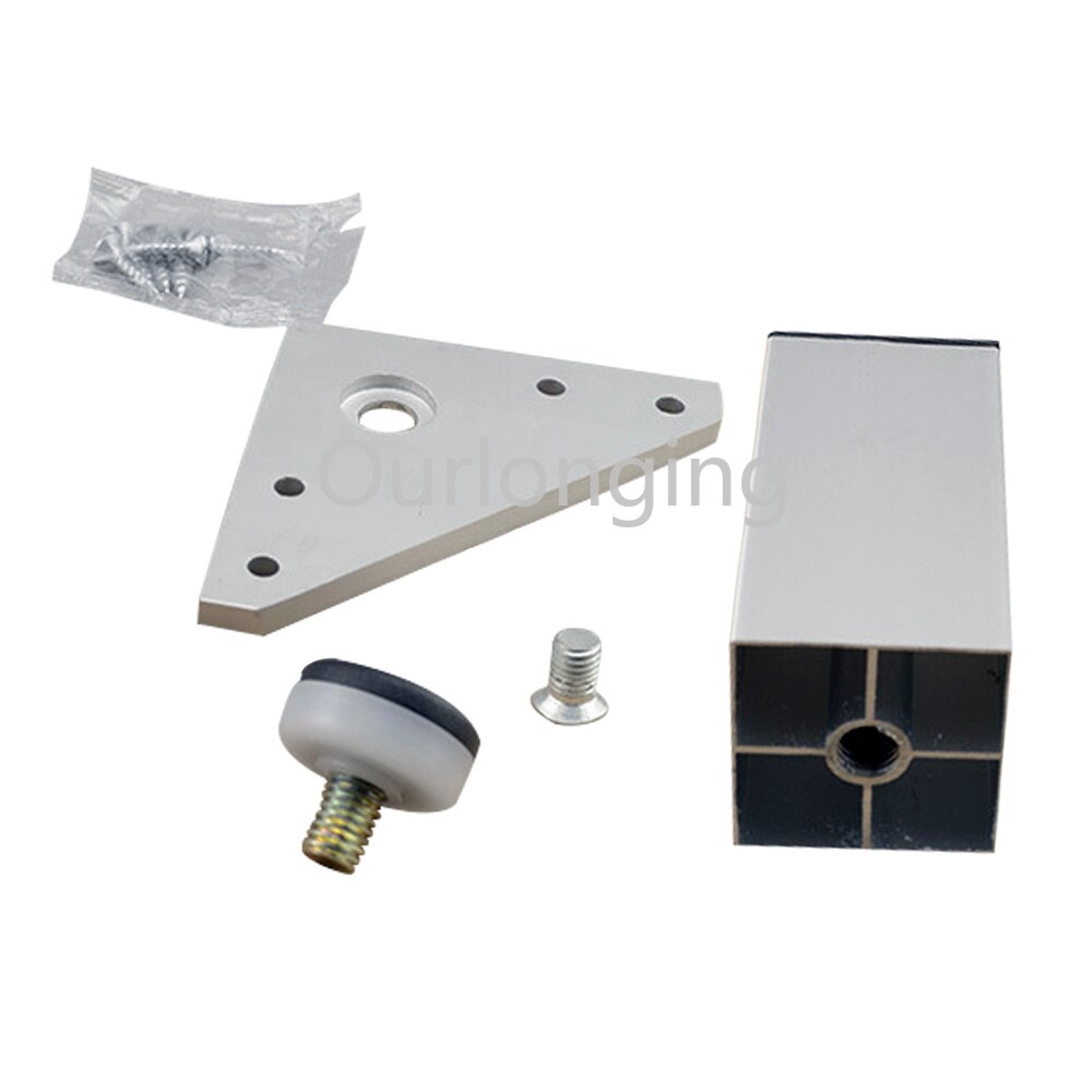 4 piezas 100mm patas de muebles de aleación de aluminio plateadas con base triangular ajustable, patas de sofá para gabinete