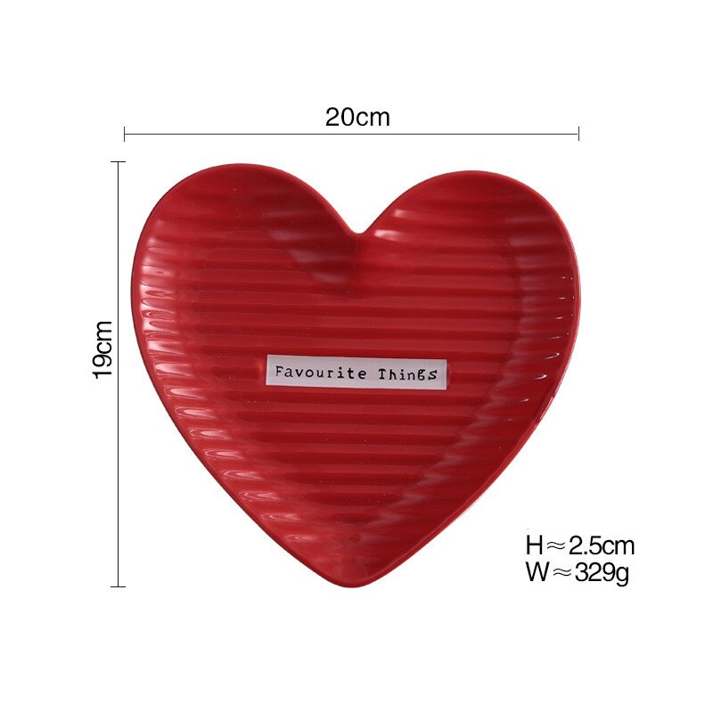 Nordic Heart Shape Ceramic Plate Romantic Porcelain Dinner Plate Lover's Breakfast Dinnerware Home Decorative Snack Dishes Plate: Red / S 12.5x13cm