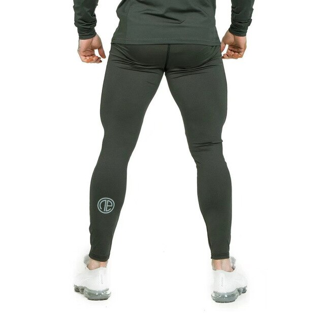 Mænd kompressionstights lange bukser bukser joggers leggings bukser joggers slim fit hombre skinny fitness fitnesscentre træningsbukser: Xxxl / Mørkegrøn