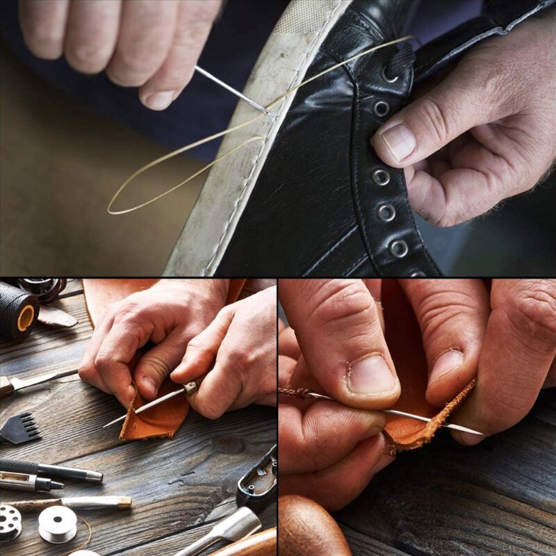 Leather Craft Sewing DIY Repair Kit, Tool Kit Leather Hand Sewing Needles Canvas Thread and Needles Tape Measure Large-Eye Stitc
