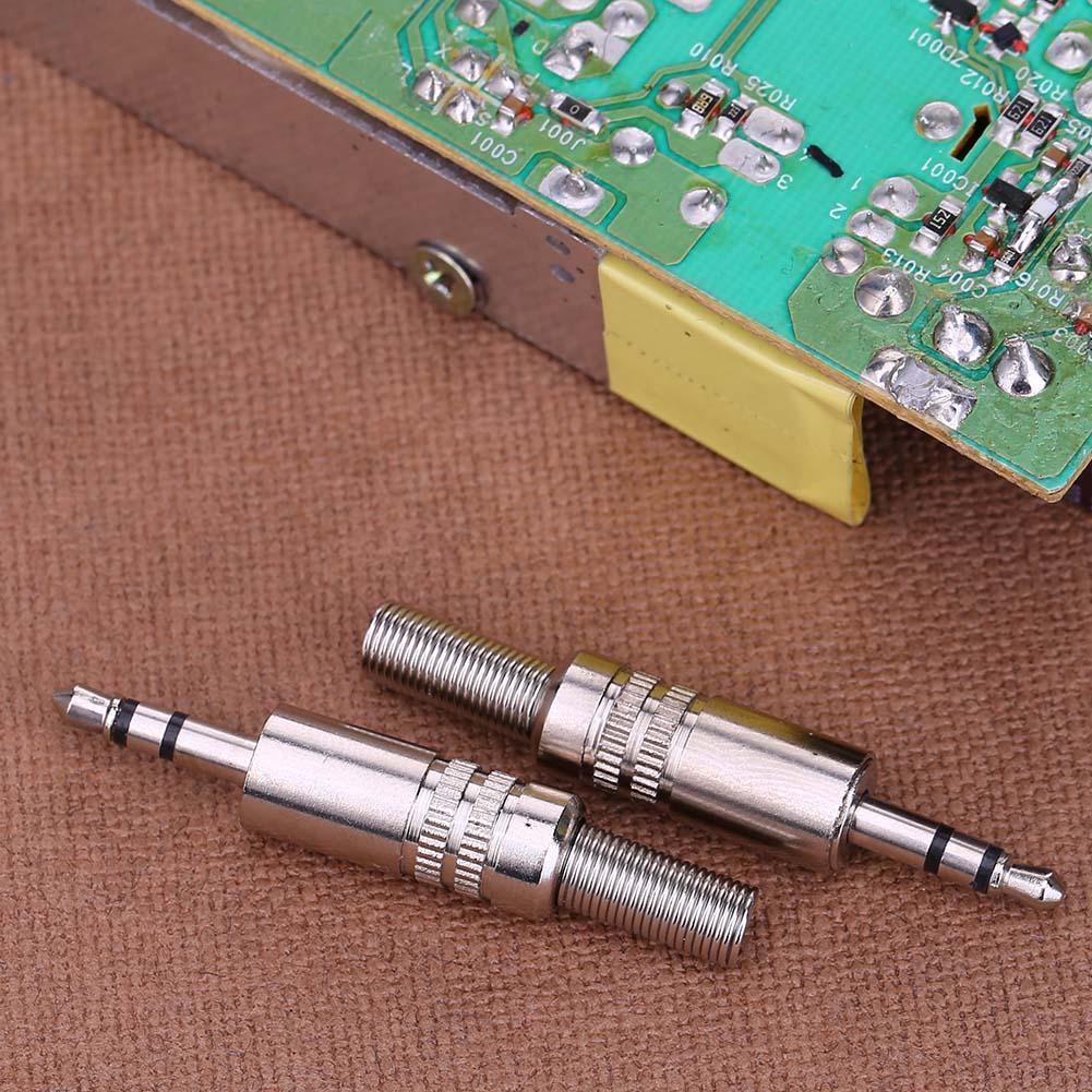 2pcs Plated 3.5mm 1/8in Stereo Male Audio TRS Plated Jack Plug Adapter Connectors for DIY Stereo Headset Earphone Connectors