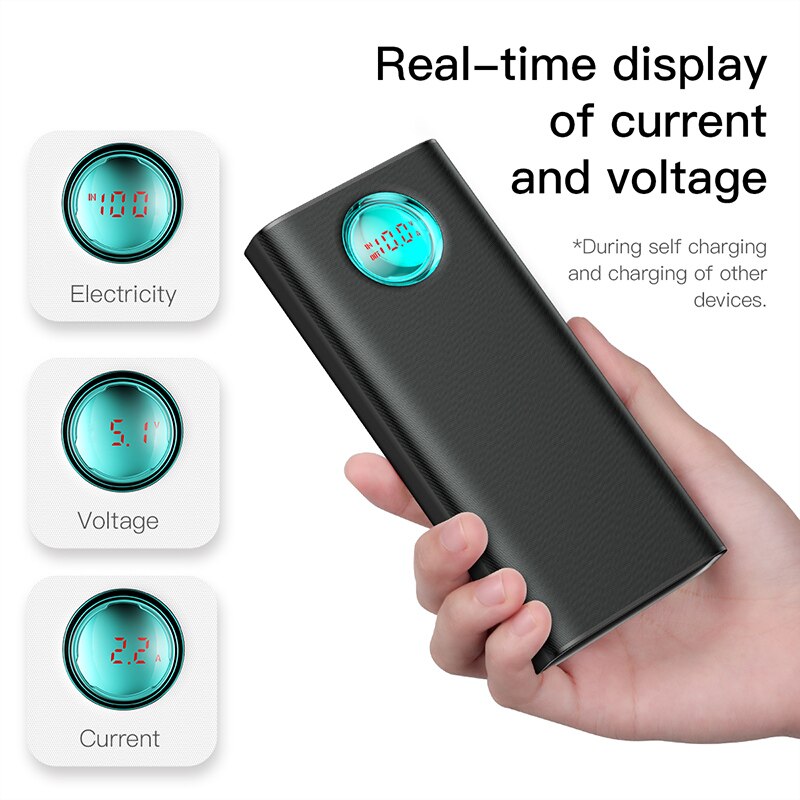 Baseus Power Bank 20000mAh18W Snel Opladen PD3.0 QC3.0 Reislader Digitale Display Draagbare Externe Batterij Powerbank Telefoon