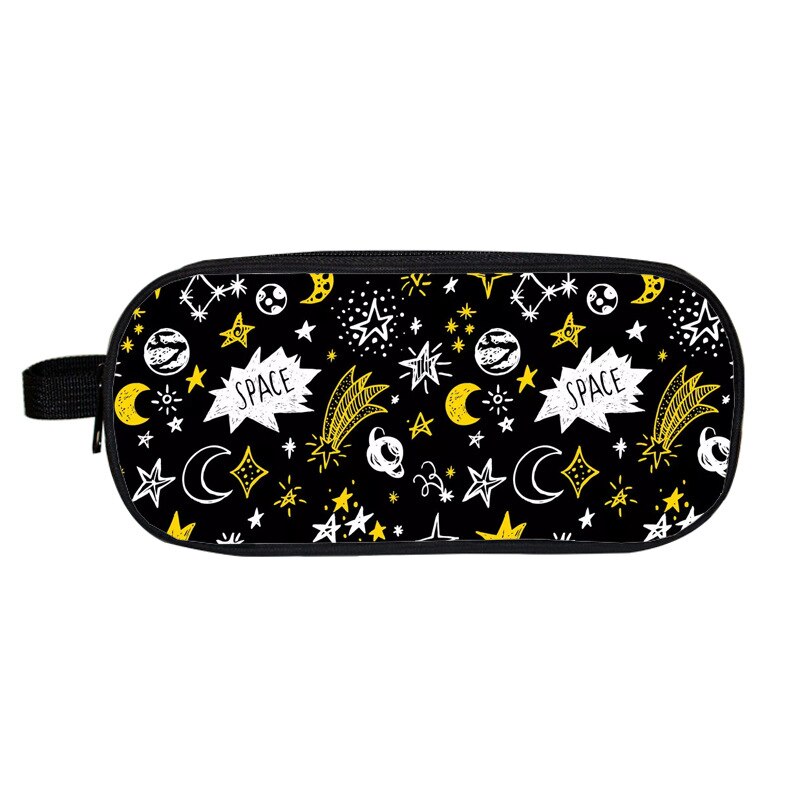 Cartoon DIY Pencil Case Kawaii Stationery Space Astronaut Alien Pen Bags For Boys Double Layer Kid School Pencil Cases: 08