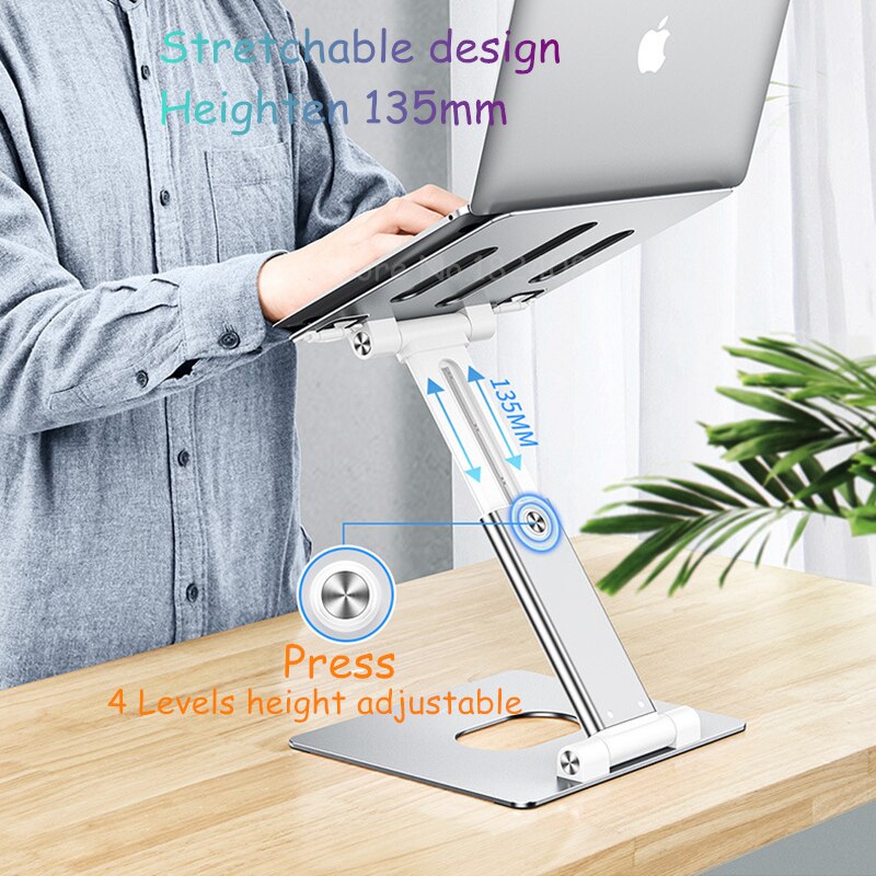 Height Adjsutable Tall Laptop Stand Aluminum Stretchable Heighten Sit/Standing Working Availabe Notebook Standing Holder