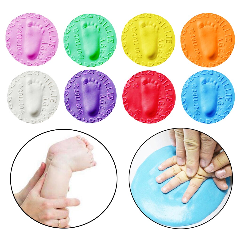 8 Pieces Air Drying Clay Baby Handprint Footprint Imprint Casting Fingerprint