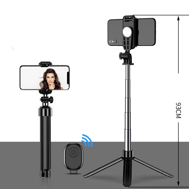 Support pour téléphone extensible tout-en-un Selfie Stick trépied avec télécommande Bluetooth et trépied pour appareils Apple et Android