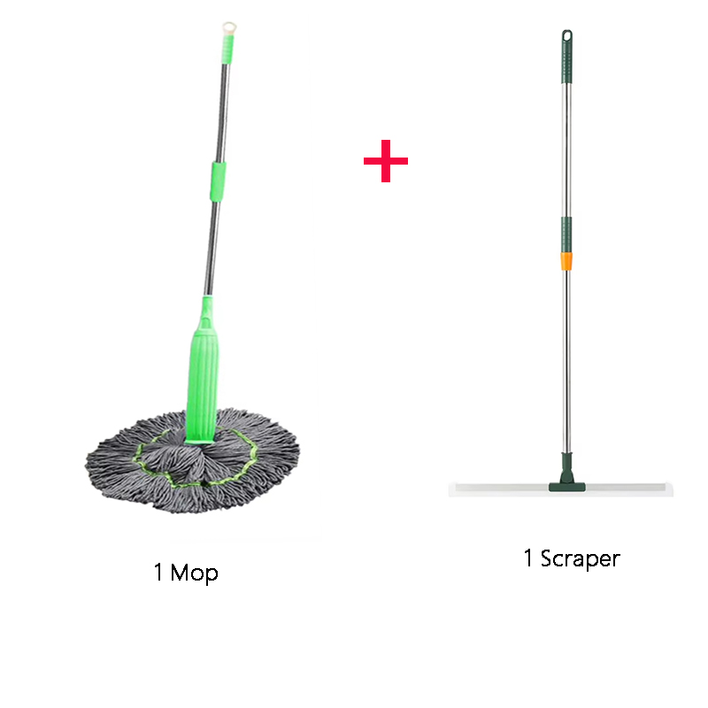 2in1 gedehydrateerde dweil Zelfwringende twist-mops Zeer absorberende 360 draaibare verstelbare microvezel nat- en droogmop voor vloerreiniging: Blauw