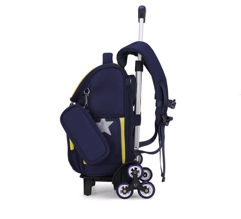 Verwisselbare Kinderen Trolley Schooltas 2/6 wielen ZIRANYU Kids Wheeled tas Nylon Waterdichte Reistas Mochilas