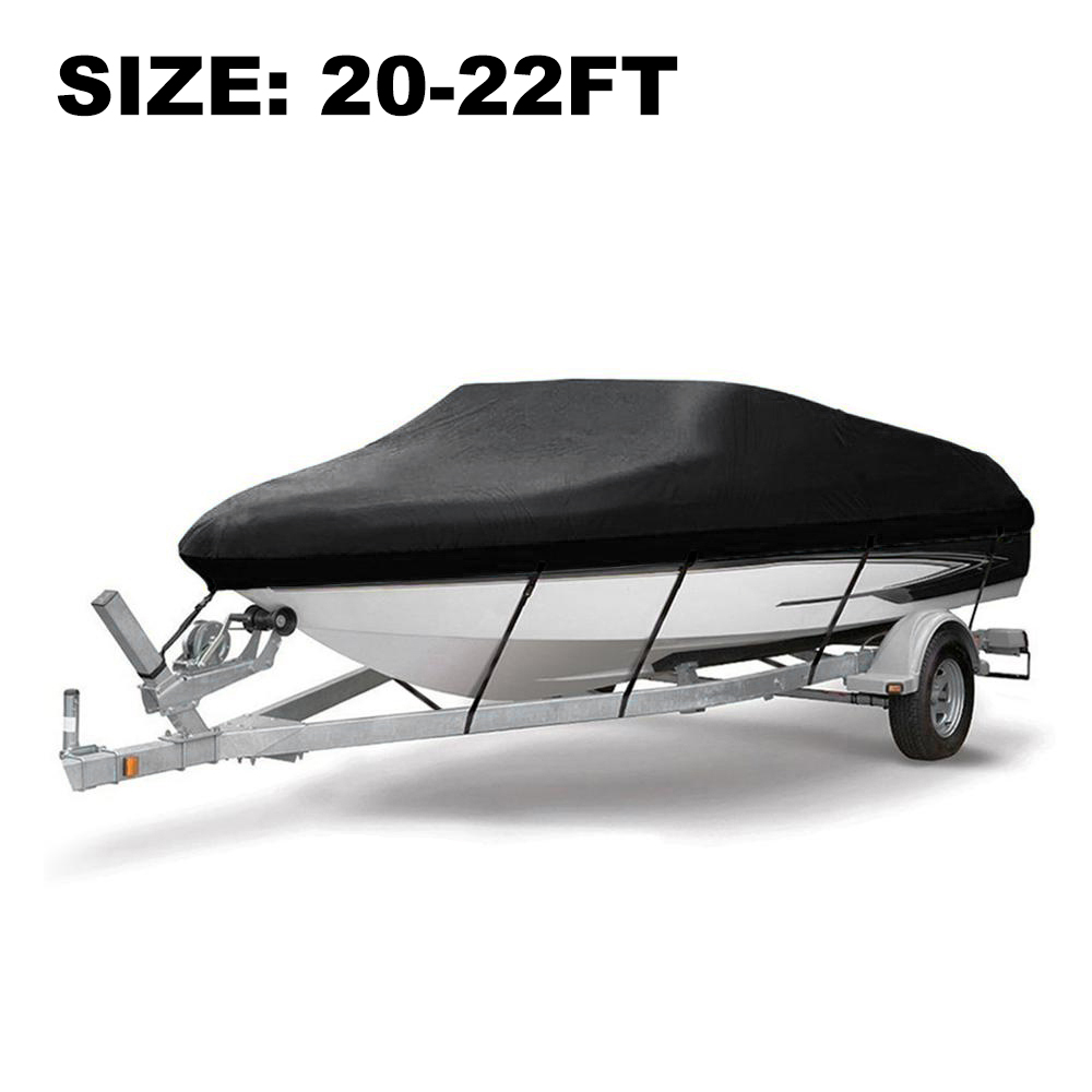 11-22FT 5 Size Available Boat Cover Anti-smashing Durable and Tear Proof Made of Heavy Duty Silver Reflective 300D Oxford Fabric