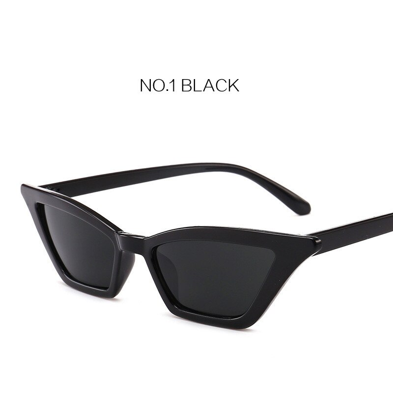 Nywooh vintage solbriller kvinder luksus cat eye brand solbriller damer lille rød sort briller  uv400: Sort