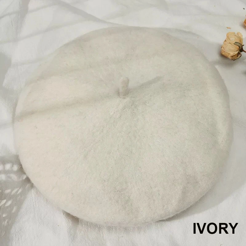 Kobiety Dziewczyny Beret Francuskie wełniane czapki Ciepła zimowa czapka Berety Vintage Berety w jednolitym kolorze Eleganckie damskie czapki zimowe Czapki: FIOLETOWY