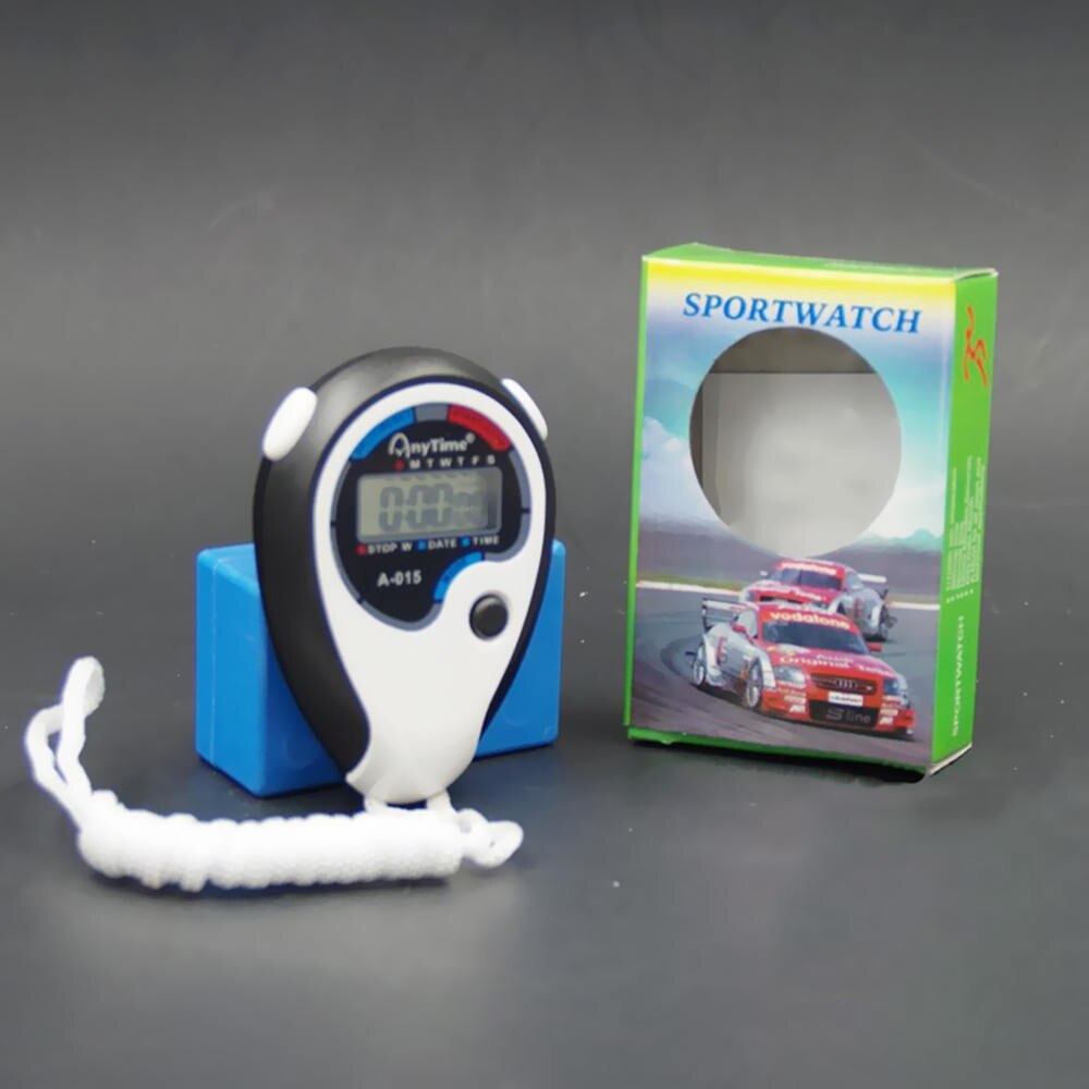 Classic ABS Handheld A-015 Stop Watch LCD Digital Sports Stopwatch Electronic Timer Alarm Clock With Lanyard