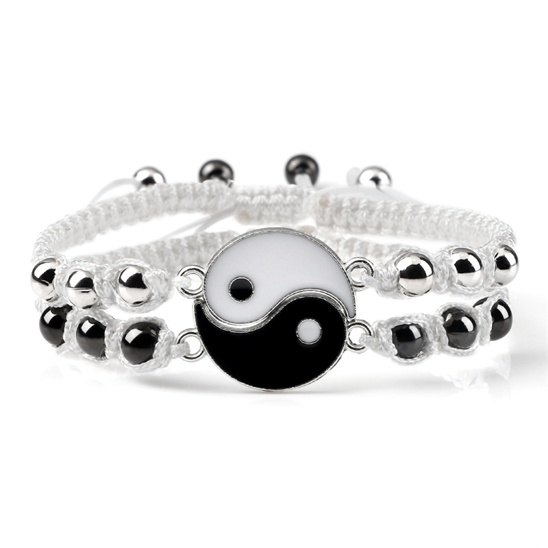 Draken Tai Chi Vlechtarmband Set - 2 Stuks - Yin Yang Koppel Armbanden: Groene Draak