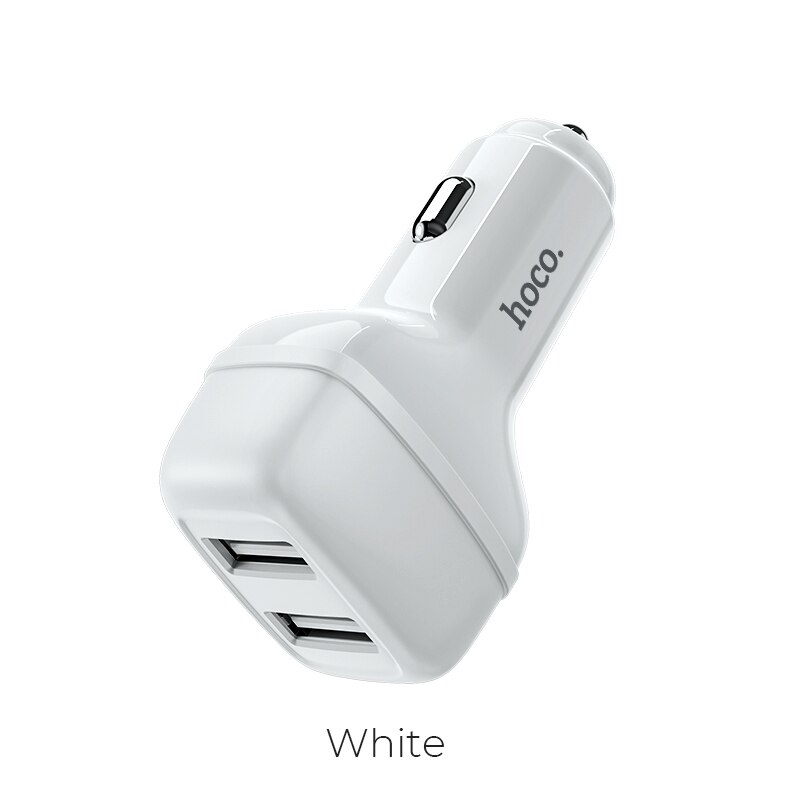 Hoco Dual Output Usb Car Charger Voor Iphone 11 Pro Xs 8 7 Plus Universele 5V2.4A Snel Opladen Adapter Voor samsung S9 S8 Oneplus: White