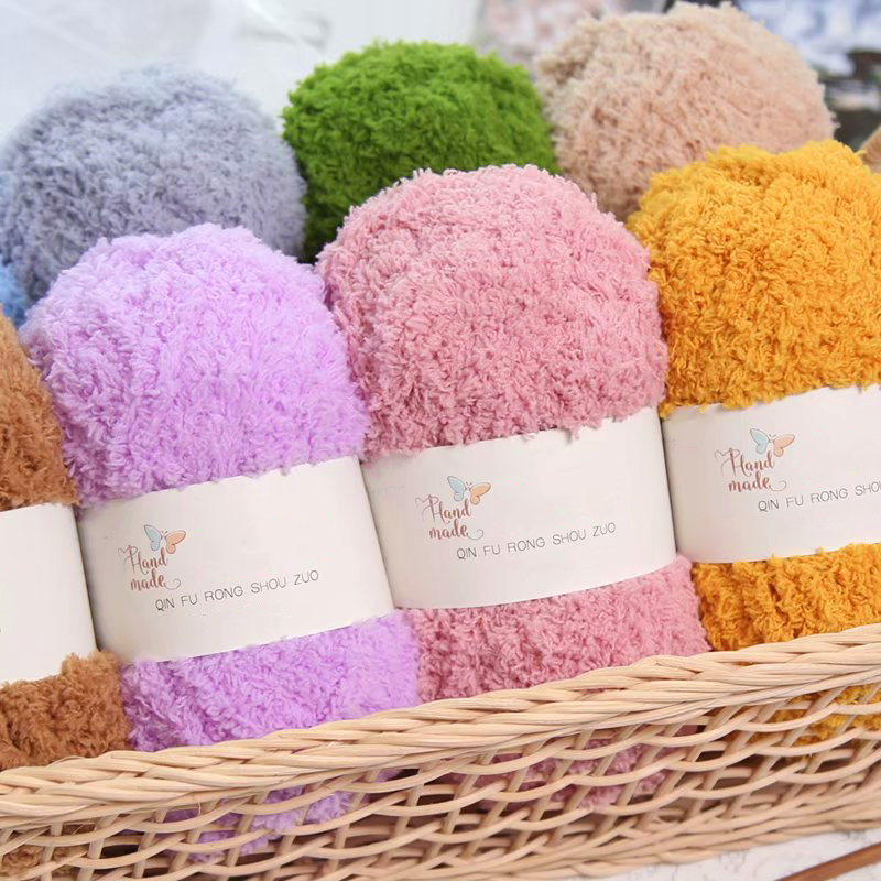 50g/rollo de hilo Coral de terciopelo suave para manualidades, hilo de lana tejido a mano, bufanda de ganchillo, suéter, manta, hilos de visón esponjosos, hilo de línea