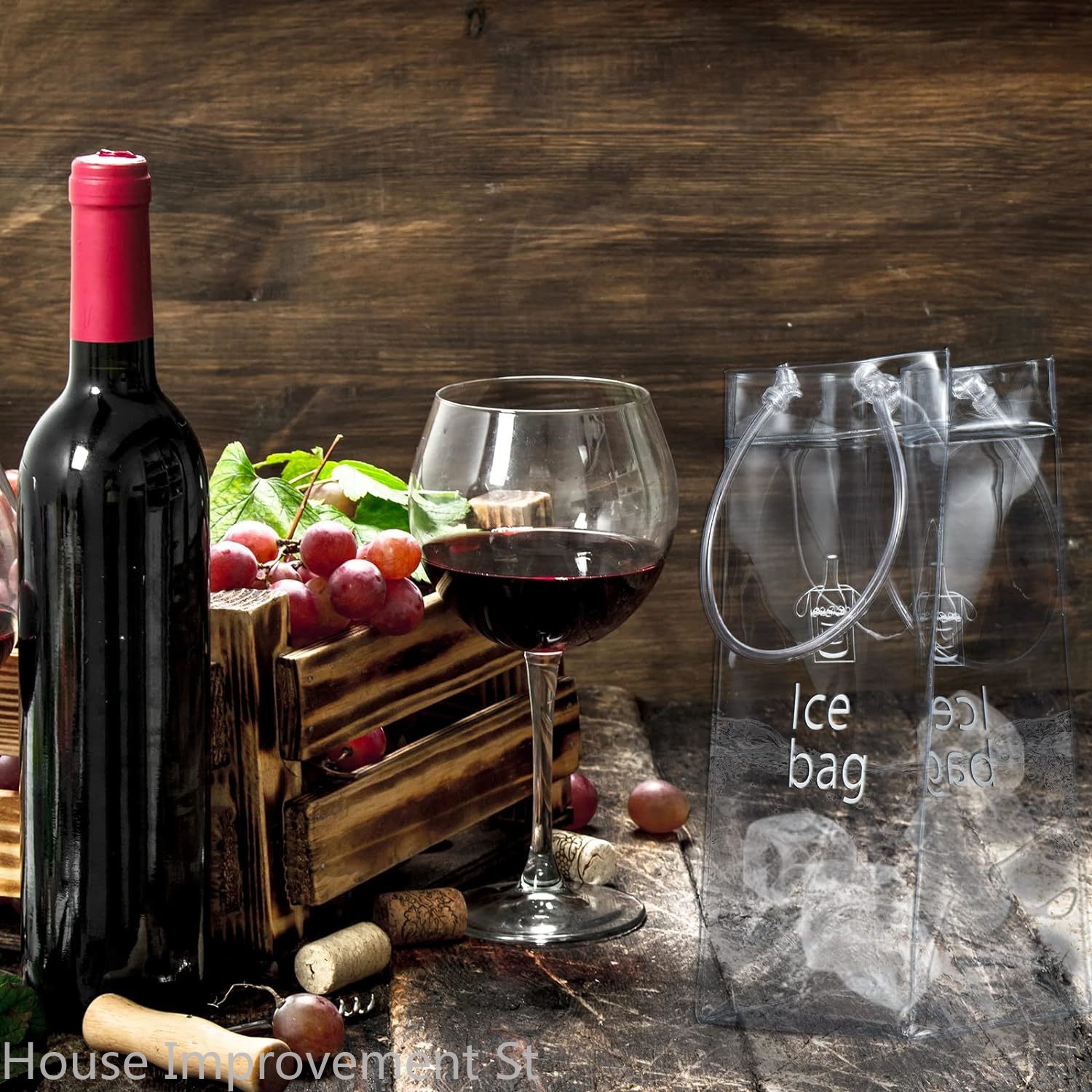 3 Stück Wein kühler zusammen klappbarer klarer PVC-Beutel Wein kühltasche mit Griff Eis Wein beutel für Champagner Bahre Getränke