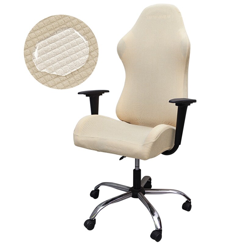 Waterdichte Stof Gaming Stoel Cover Stretch Anti-Slip Plaid Bureaustoel Covers Goedkope Game Stoel Hoes Voor Office Home: Cream
