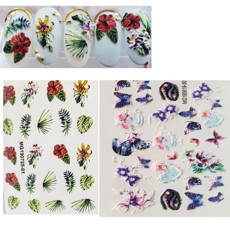 3D arrived Acrylic Engraved Nail Sticker black white lace Water Decals Empaistic Nail Water Slide Decals Z0206