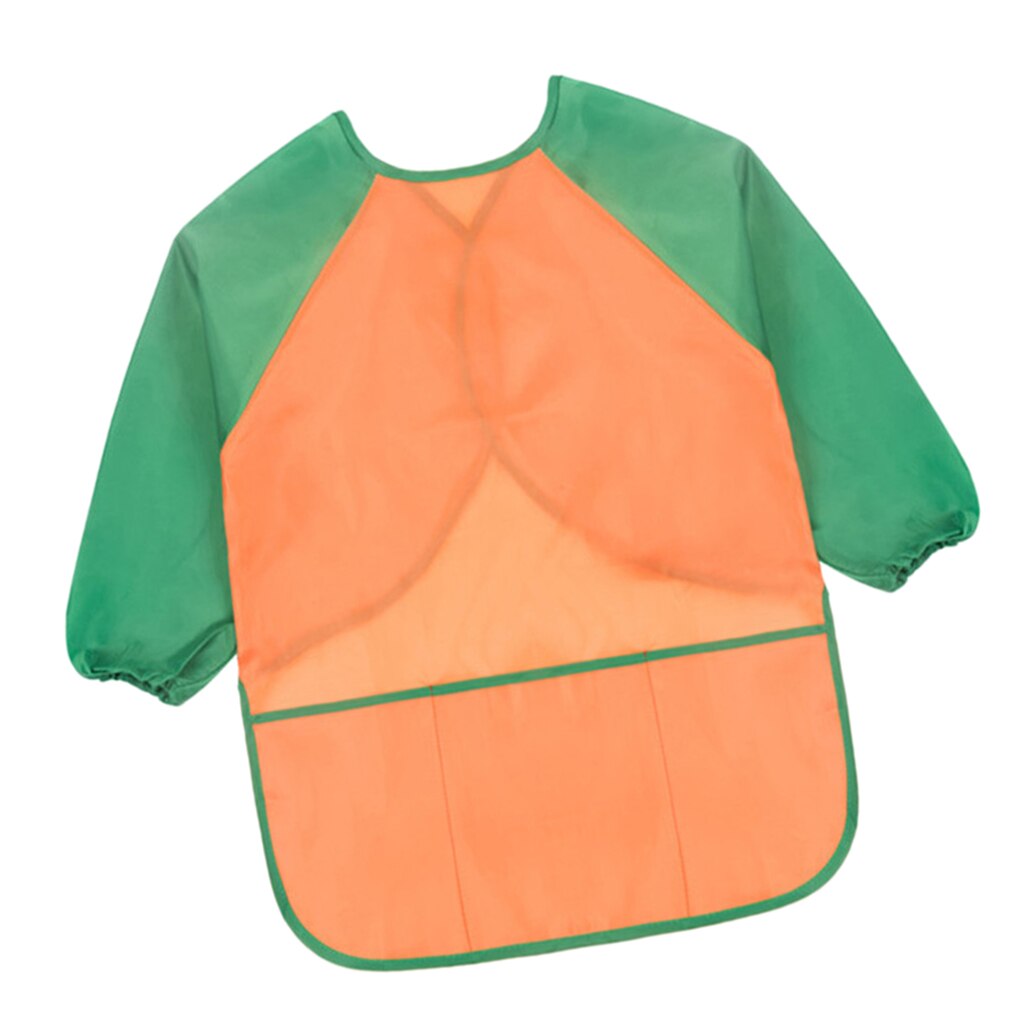 Polyester Kids Apron Long Sleeve Smock Child Cooking Painting Drawing Tool, M/ L: Green Sleeve L
