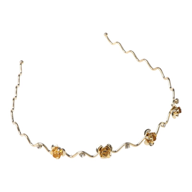 Kvinder dobbelt lag metallegering pandebånd hul sommerfugl blomstret hår bøjle smykker rhinestone bryllup hovedbeklædning: D