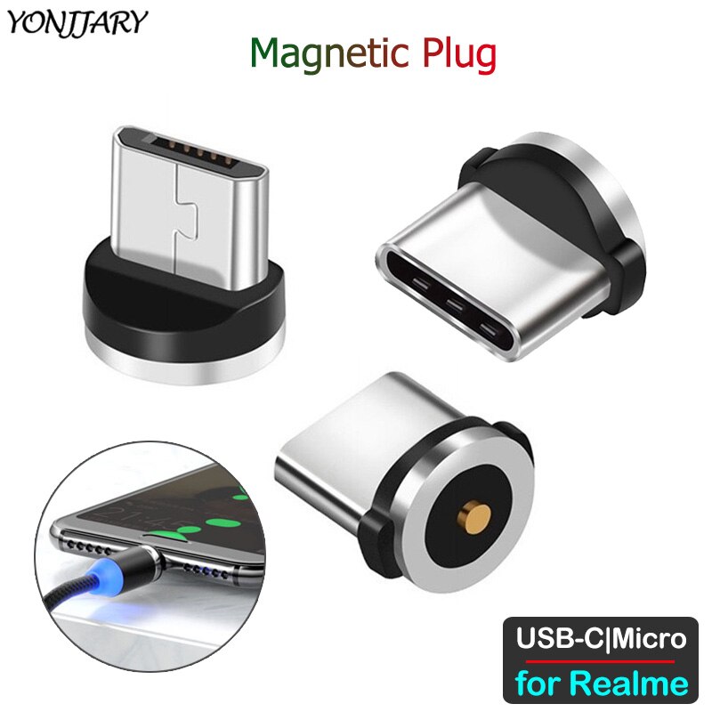 Round Magnetic Adapter Cable for Realme 6i 6 5 Pro Q X XT X2 X50 Pro C1 C2 C3 1 2 3 3i 5 5i 5s Pro Micro USB Type C Charger Plug