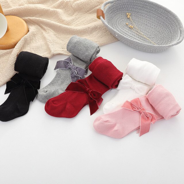 Autumn Winter Kids Baby Girls Tights Velvet Bow Cotton Stretch Warm Cute Princess Toddler Infant Baby Girl Pantyhose