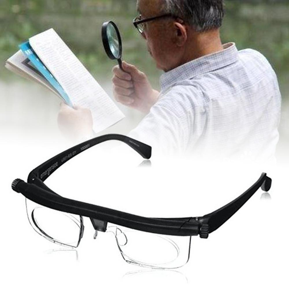 Justerbar styrke linse læsning nærsynethed briller briller variabel fokus vision med opbevaringspose