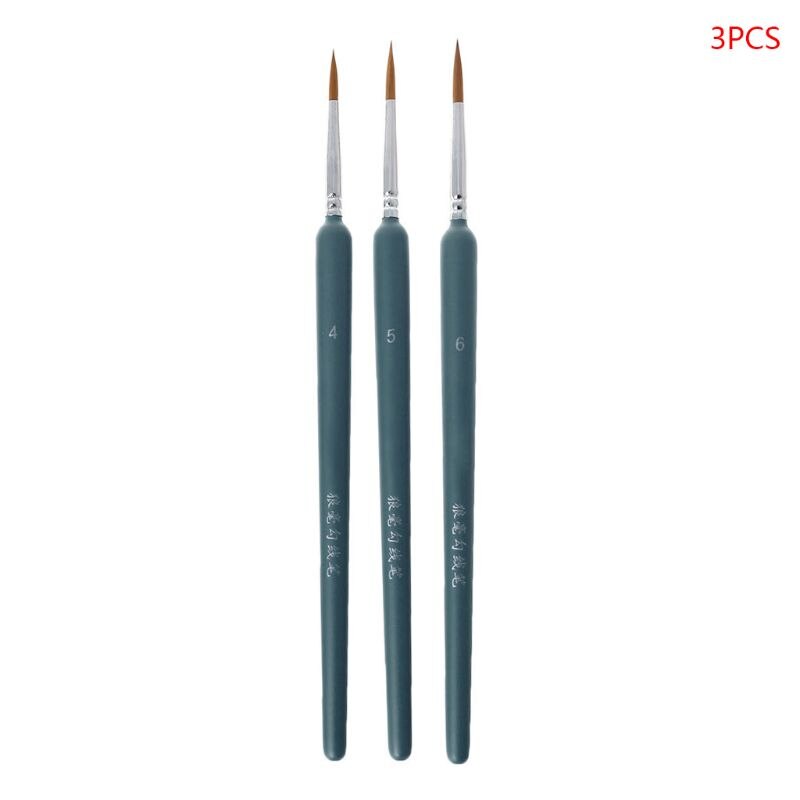 3/10Pcs Professionele Hand Geschilderd Haak Lijn Pen Fijne Tip Aquarel Olieverf: Blue-C