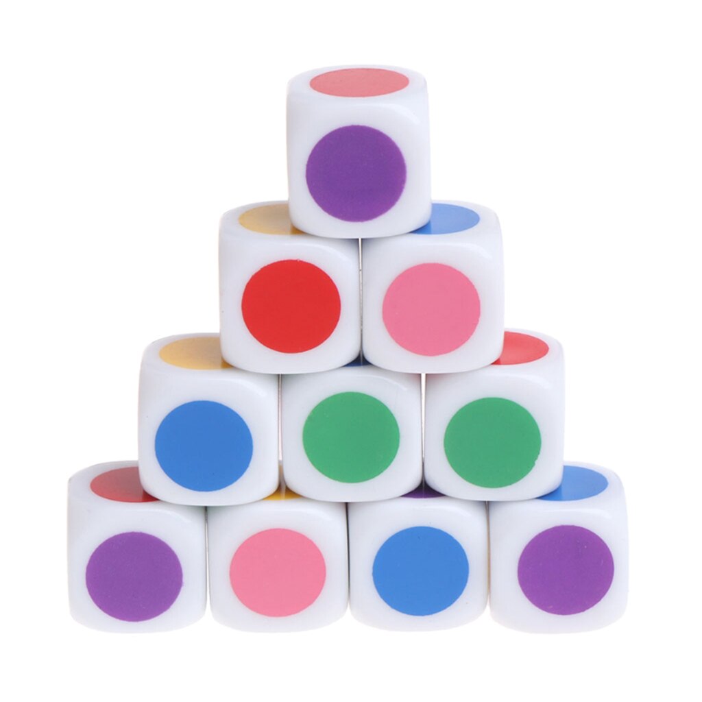 10Stck Platz 6 Seitige D6 Würfel 6 Farbe Gepunktete für D & D