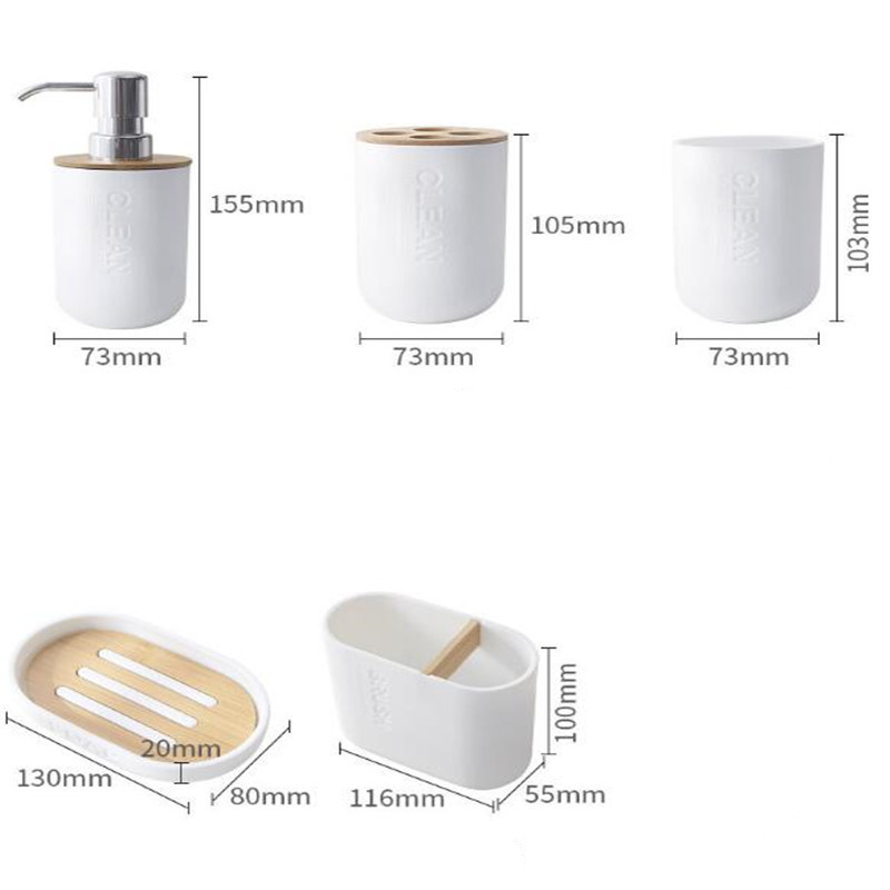 Bathroom Accessories Toilet Brush Soap Dish Dispenser Bamboo Toothbrush Holder: F  5pcs