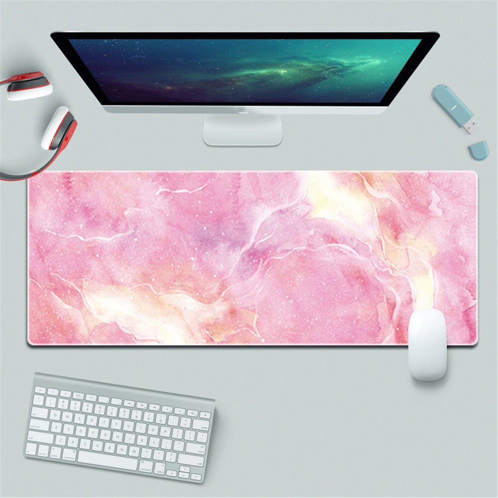 Eenvoudige Marmer Stijl Laptop Gamer Mousepad Computer Bureau Pads Grote Muismat Polssteunen Tafel Mat Bureau Set Deskpad