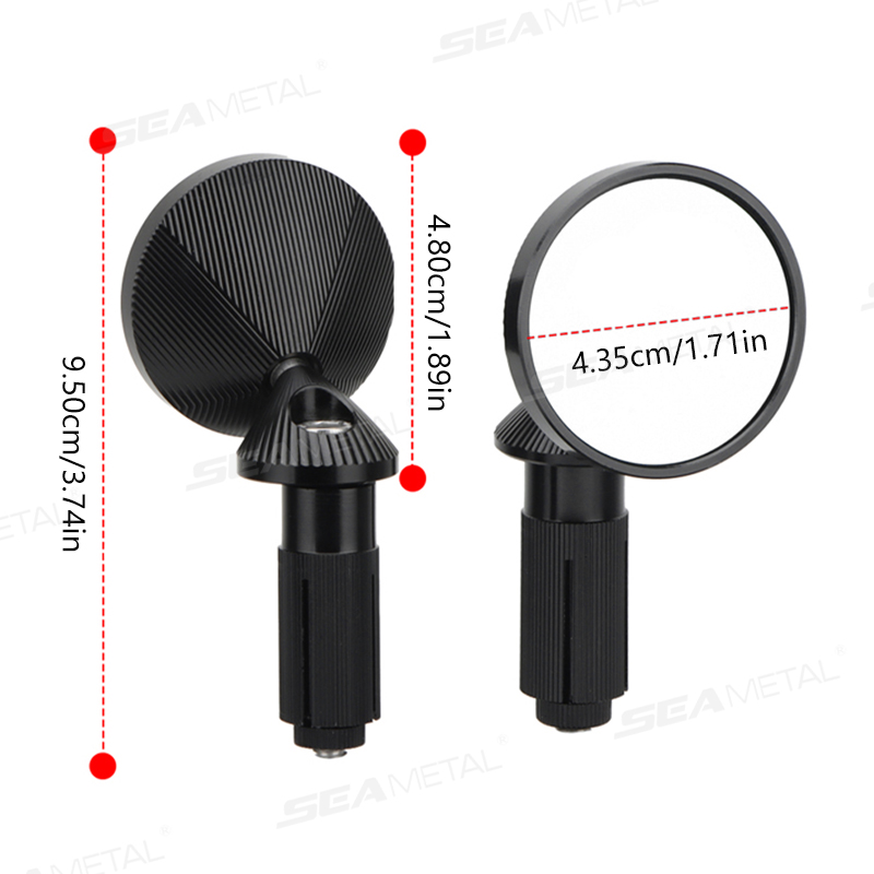 SEAMETAL 2 stuks Universele Motorcycle Bar End Spiegel 360 Draaibare Elektrische Voertuig Achteruitkijkspiegel Groothoek Road Fietsen stuur