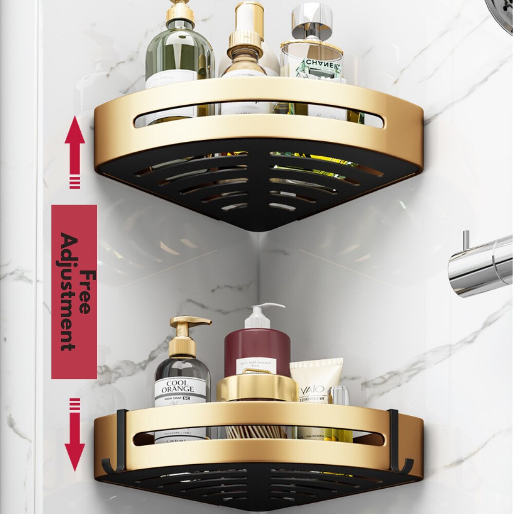 Luxury Bathroom Shelves Set Triangle Corner Shelf Shower Storage Rack Holder Wall Mounted Toilet Organizer Shampoo Organizer