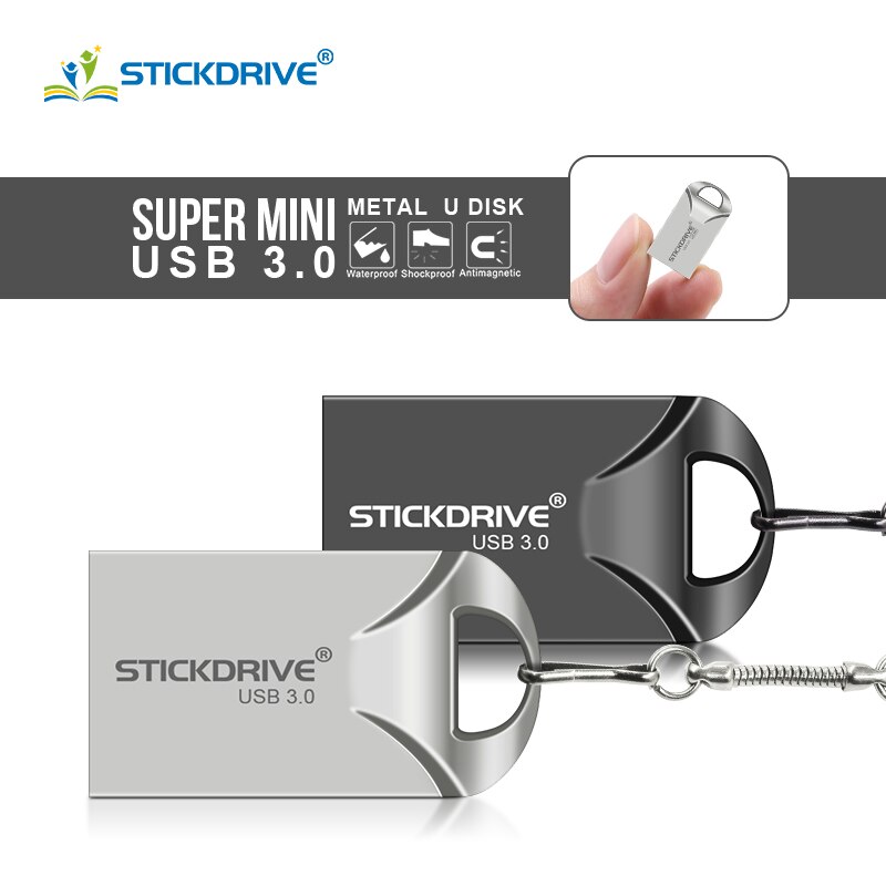 USB 3.0 metal pen drive 16GB 32GB 64GB 128GB mini usb flash drive stick disk with key chain