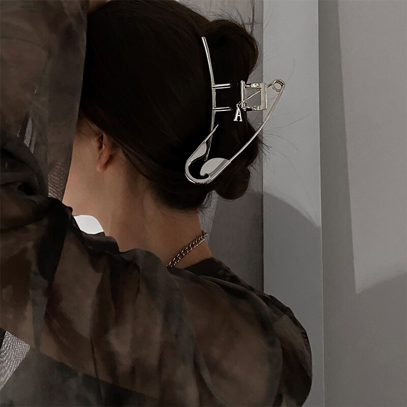 AMORCOME nowy projekt bezpieczeństwo duża metalowa szpilka spinki do włosów Barrettes dla kobiet dziewczynki akcesoria do włosów spinki do włosów spinki do włosów nakrycia głowy