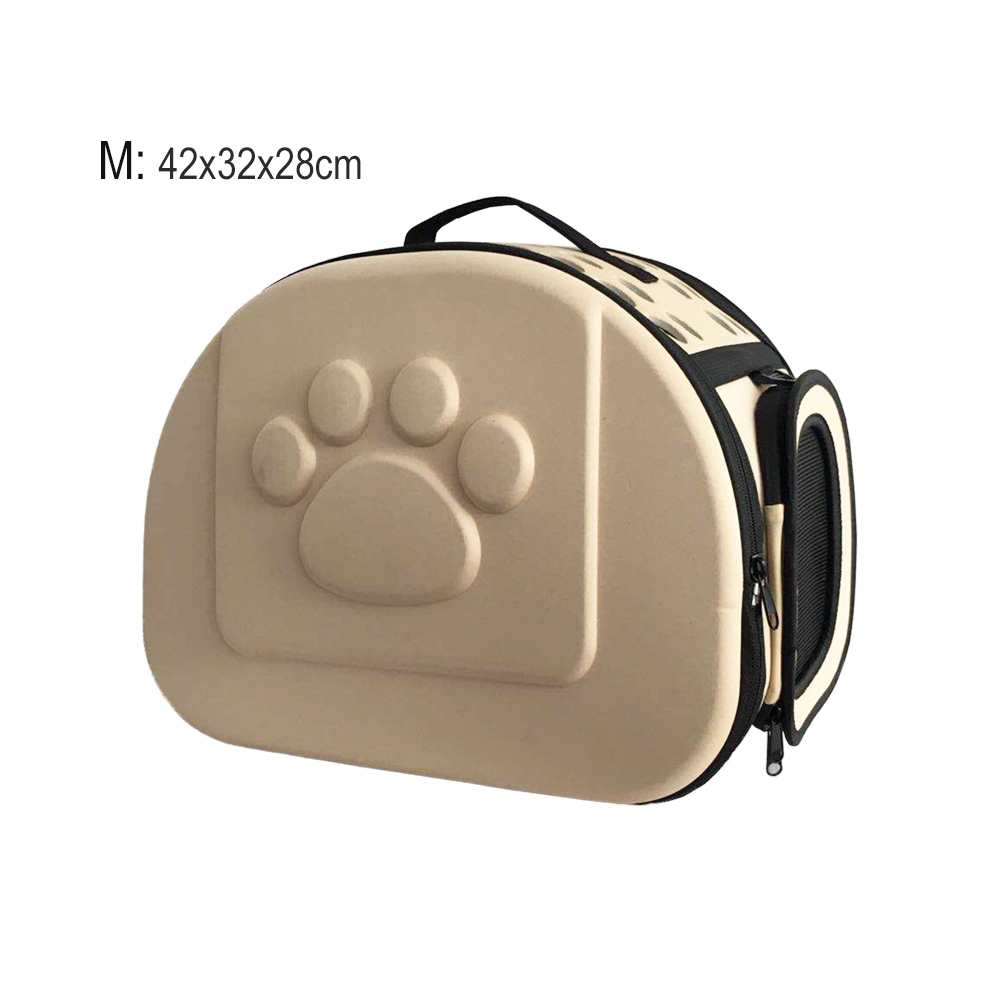Torba transportowa dla psa i kota w jednolitym kolorze, składana, torba podróżna eva, przenośna torba na ramię dla małych psów i szczeniąt, robić noszenia na zewnątrz, mała: M-beżowy