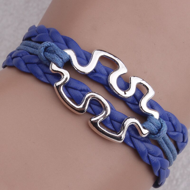 Neue Autismus Puzzle Armbinde unendlich Gewebt Armbinde Kreative Schmuck Frauen Anhänger Weihnachten: dunkel Blau