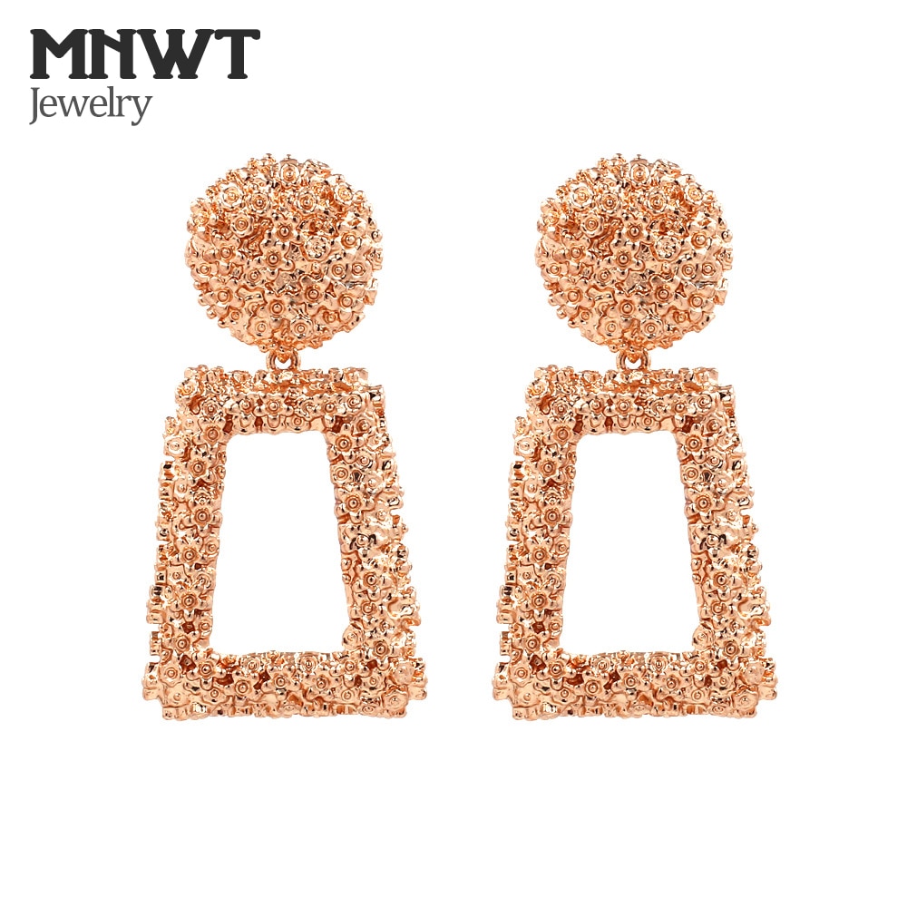 MNWT Grote Vintage Oorbellen Goud Zilver Zwart Geel Rood Geometrische Verklaring Earring Mode-sieraden Trend Metalen Earing Opknoping