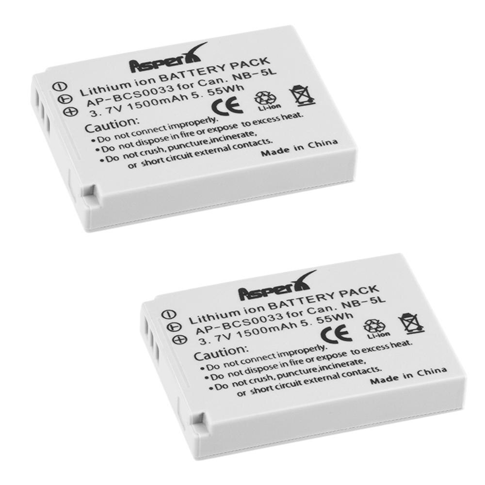 1x 1500mAh NB-5L NB 5L NB5L Camera Battery For Canon S110 SX200 SX210 SX220 SX230 IS HS IXUS 800 850 860 870 990 SD 950 970: 2 Batteries