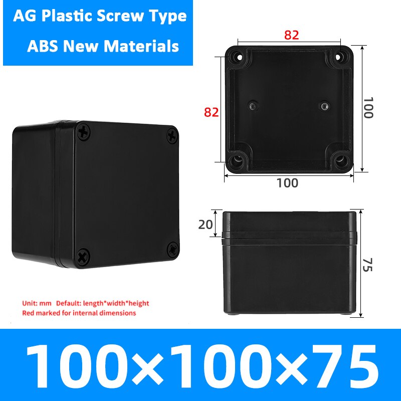 Project Box ABS Plastic IP65 Waterproof Dustproof Electrical Junction box Enclosure Black Housing Instrument Case: 100x100x75mm