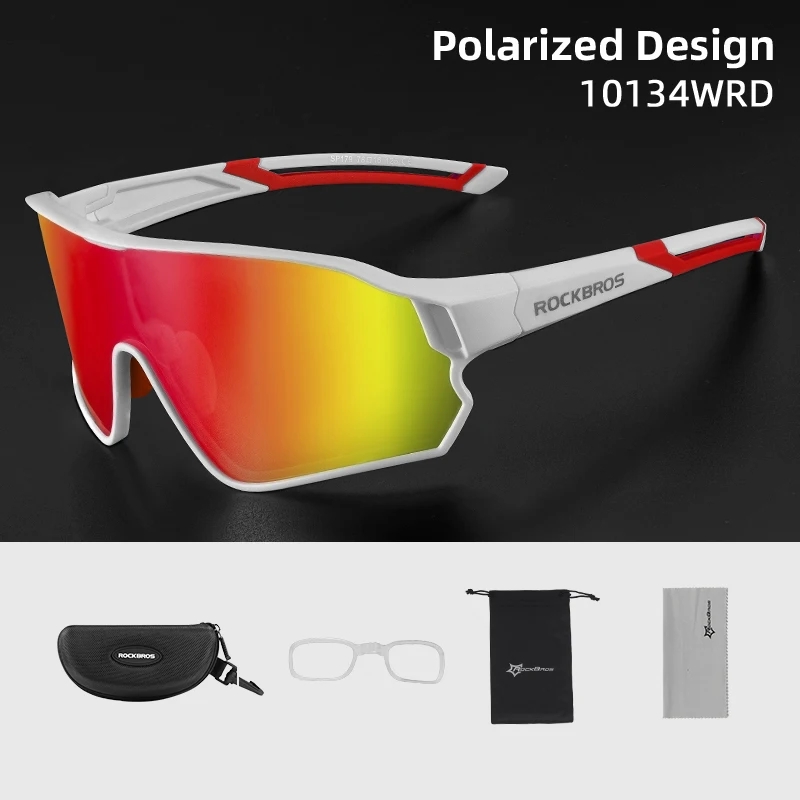 ROCKBROS-gafas de sol polarizadas con protección UV400 para ciclismo, lentes deportivas para bicicleta, senderismo, Camping, Golf: Rojo