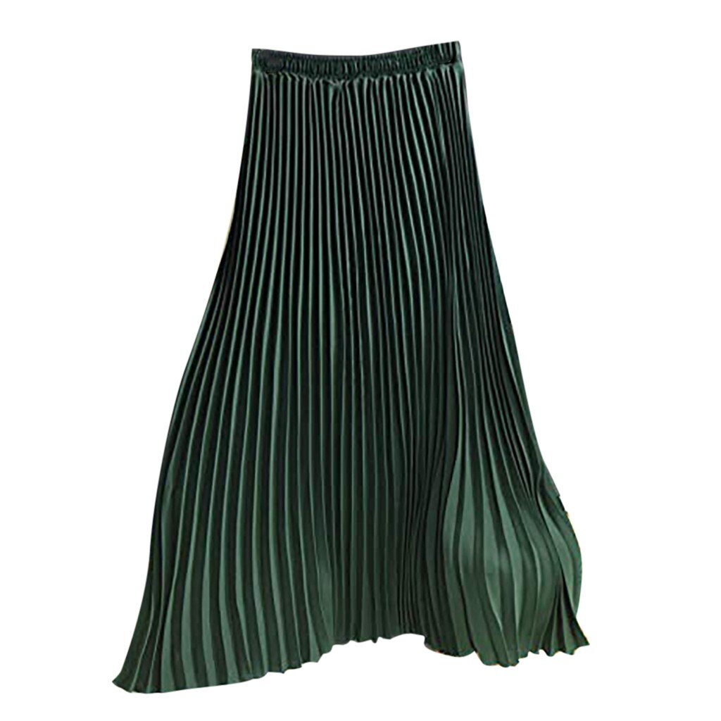 Faldas de coreana para mujer, faldas negras, , Midi, Falda plisada con cintura elástica, Jupe Longue,: GN