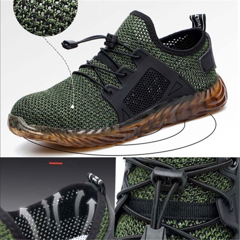 Oförstörbara ryder skor män och kvinnor stål tå luftsäkerhetsstövlar punkteringssäkra arbetssneakers skor som andas